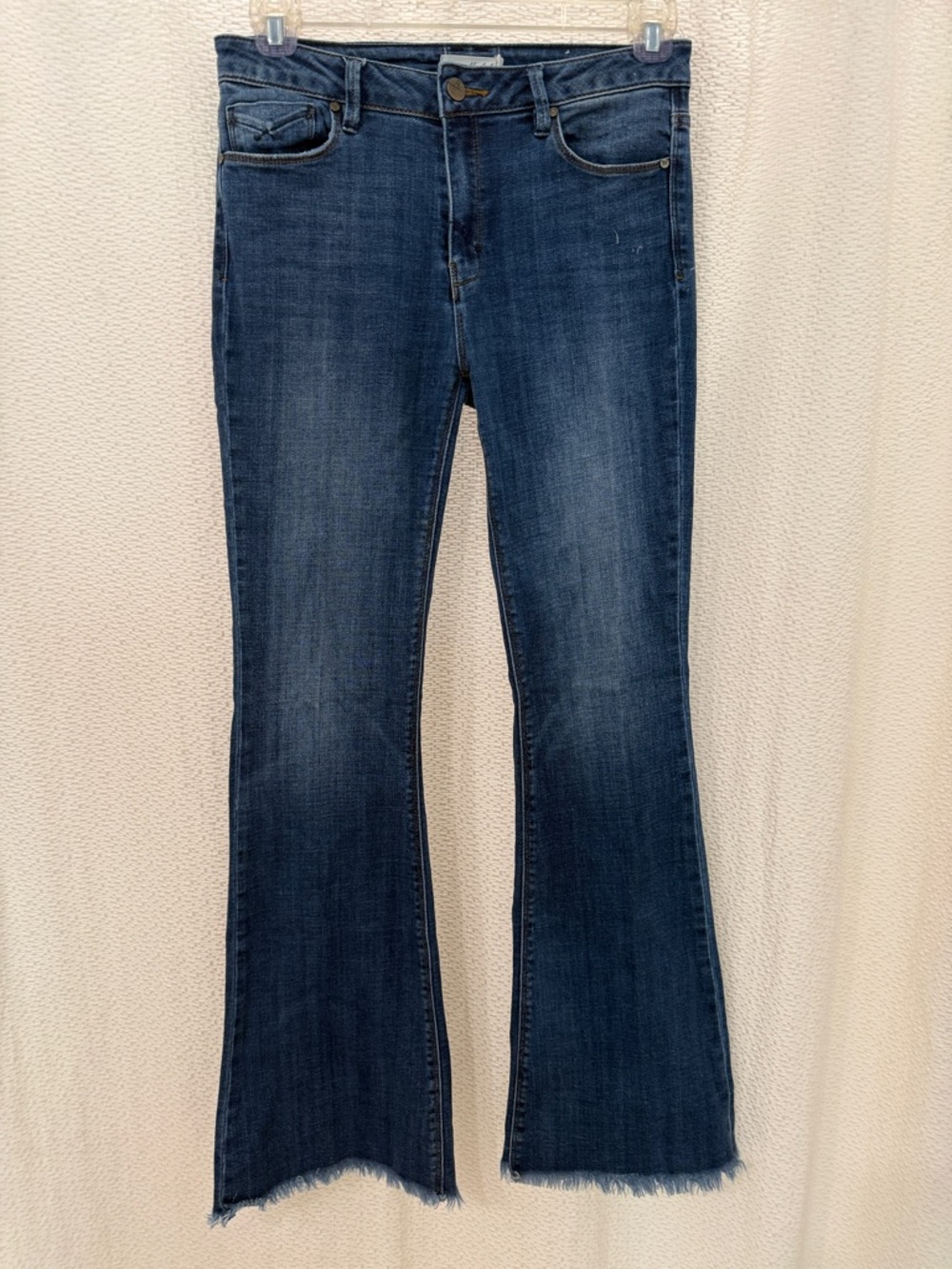 Unpublished Dark Blue Flare Jeans with Factory Frayed Hem